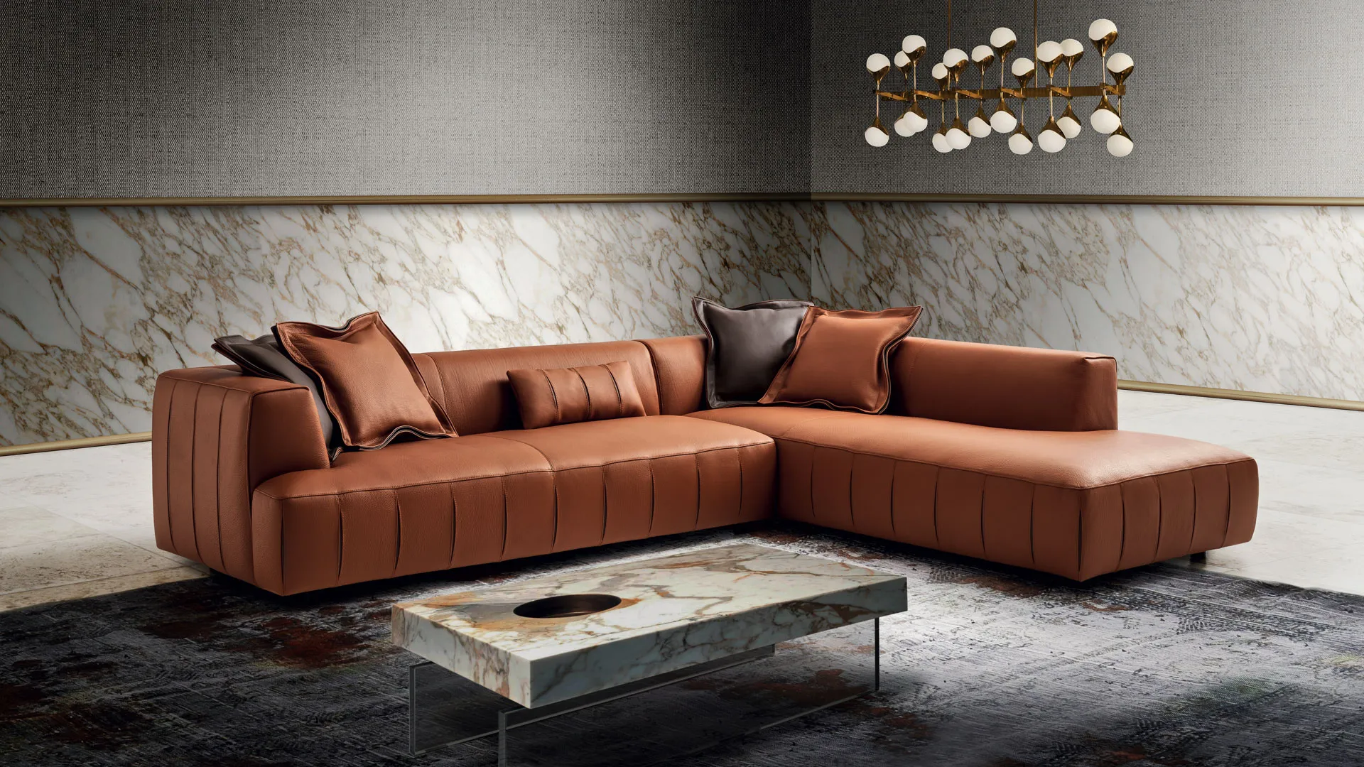 Divano angolare in pelle Roxy di Lof's