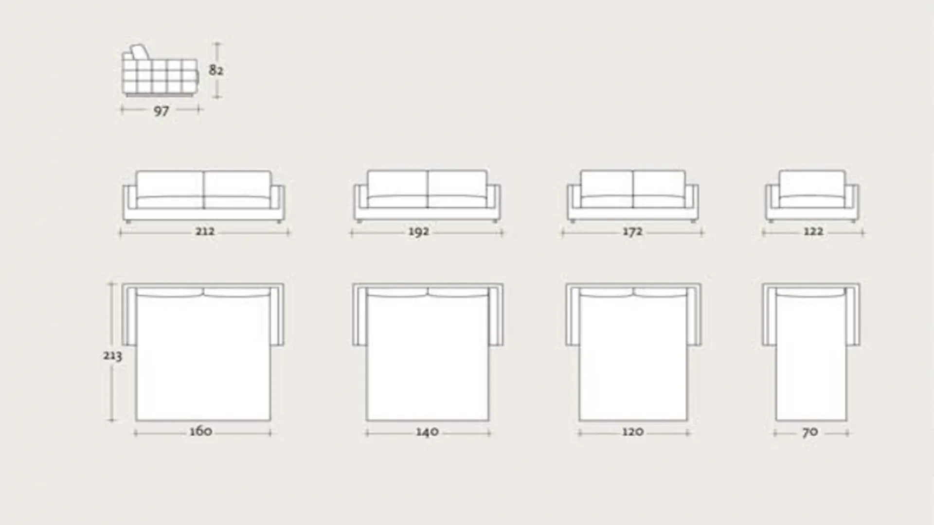 Scheda tecnica divano letto Sax di Gurian